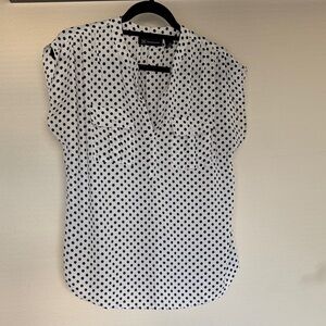 INC International Concepts Black and White Polka Dot Blouse